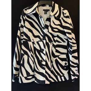 Light NY Inc Zebra Lightweight Lined Spring Fall Jacket Trench Martingale Small